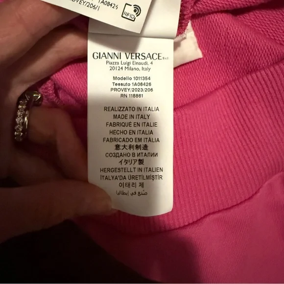 VERSACE Girl's Barocco Crop Hoodie Fuchsia Pink & Gold Yellow Jumper Baroque 12 - Picture 7 of 9